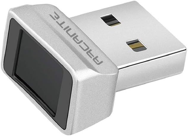 Displays the core product clearly on a white background to show the shopper exactly what they will receive, emphasizing its compact USB form factor and fingerprint scanning capability.