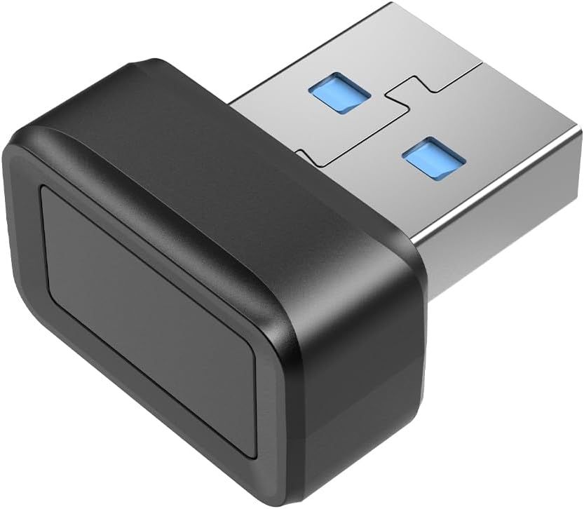 Displays the core product clearly on a white background to show the fingerprint sensor and USB connector, helping shoppers understand what they will receive.