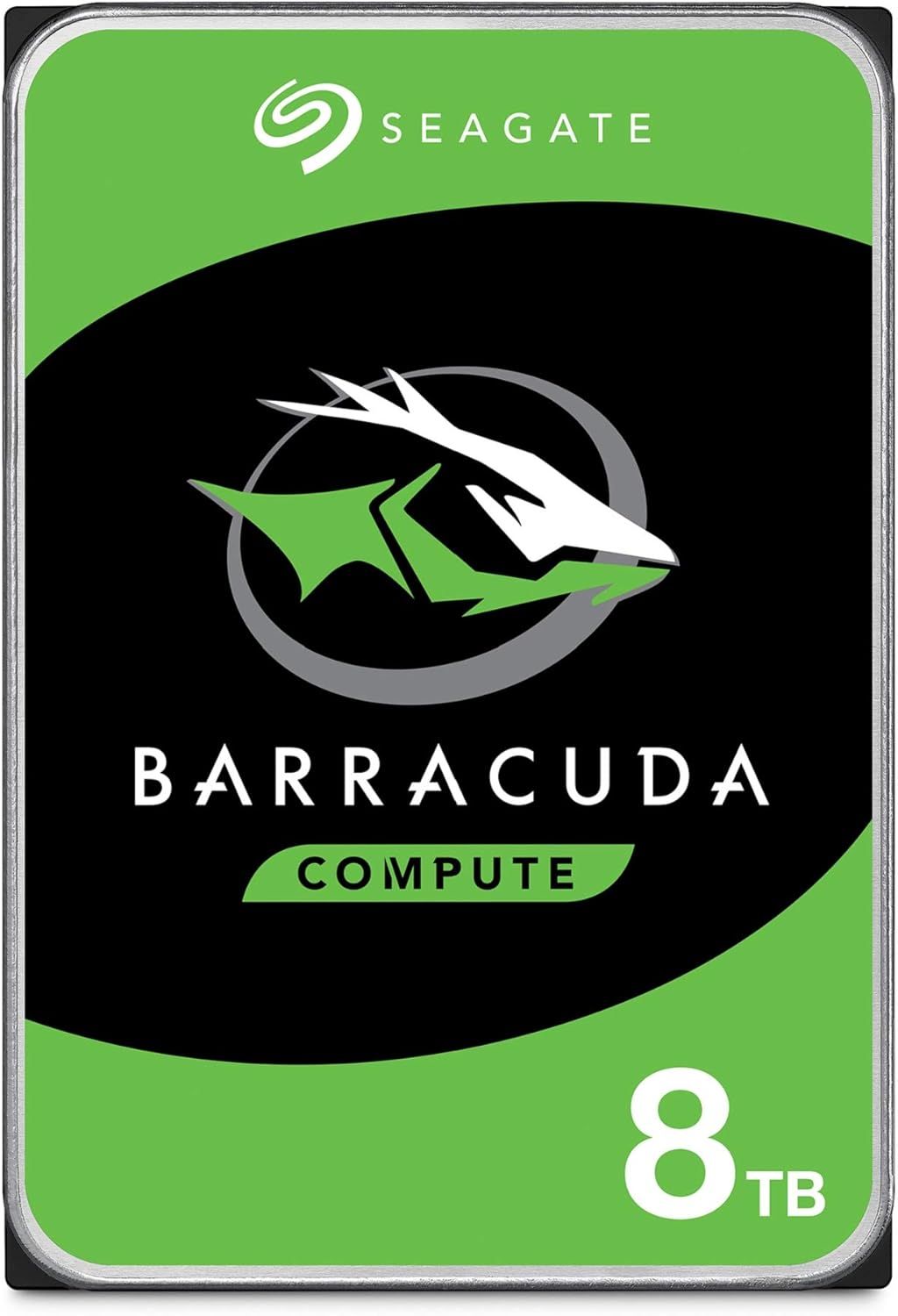Displays the Seagate Barracuda Compute hard drive clearly, showing the brand, product line, and storage capacity to help shoppers identify the exact product and its key specification.