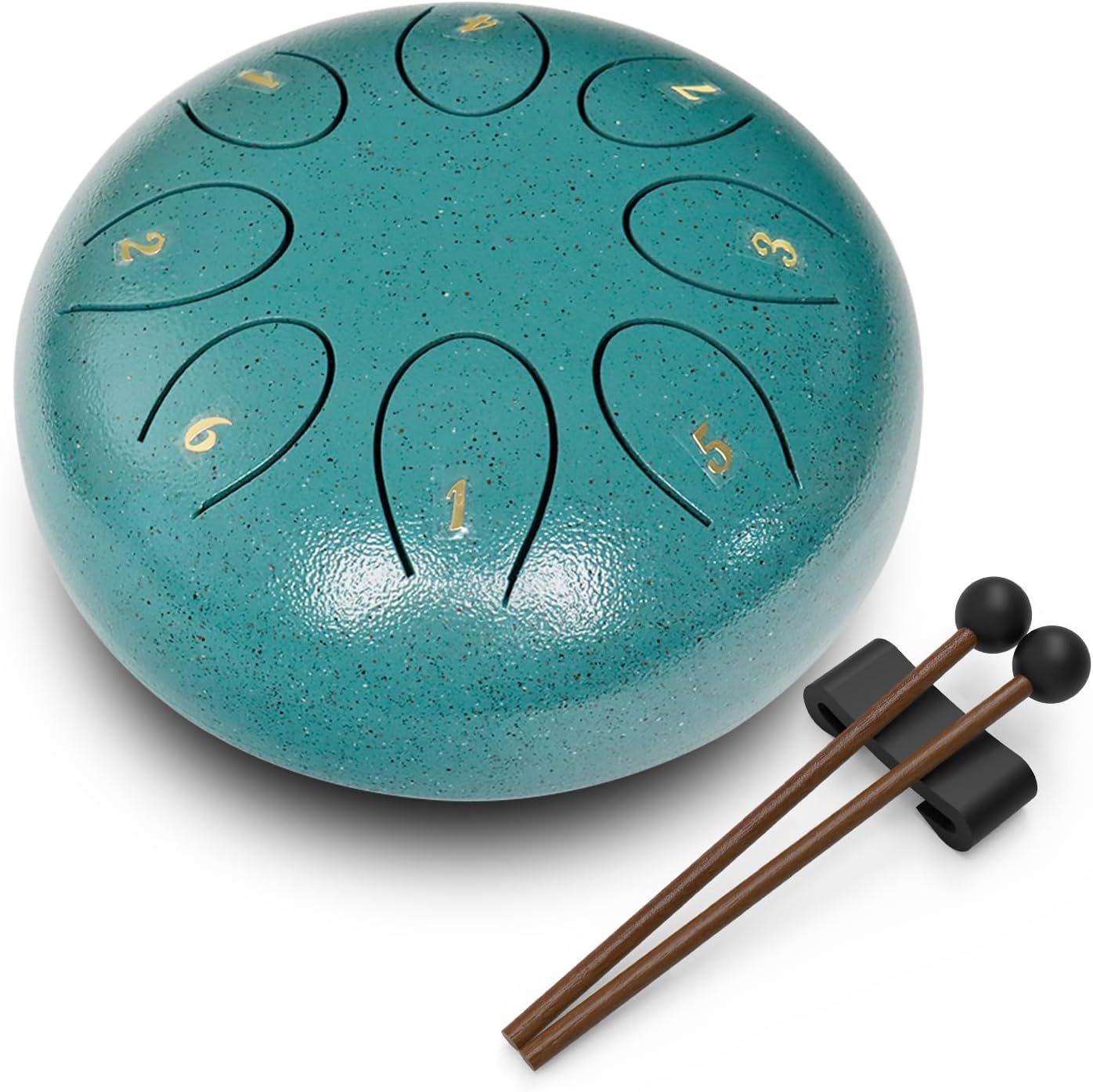 Shows the core product clearly on a white background, displaying the numbered tongue pattern and included mallets to communicate what the buyer receives. Demonstrates that the purchase includes…