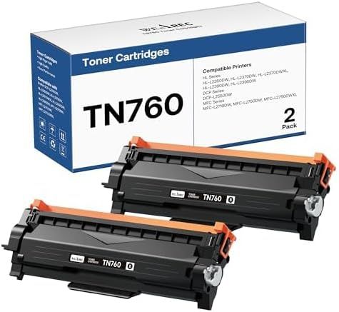 Shows the core product (two toner cartridges) alongside the retail packaging to communicate what the buyer receives and ensure product recognition. Displays…