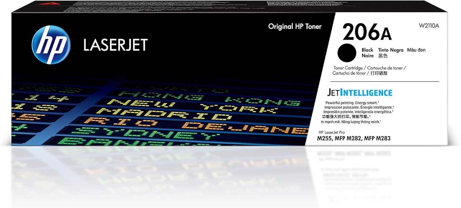 Shows the official HP toner cartridge packaging to reassure shoppers they are purchasing an authentic, original HP product with clear model compatibility…