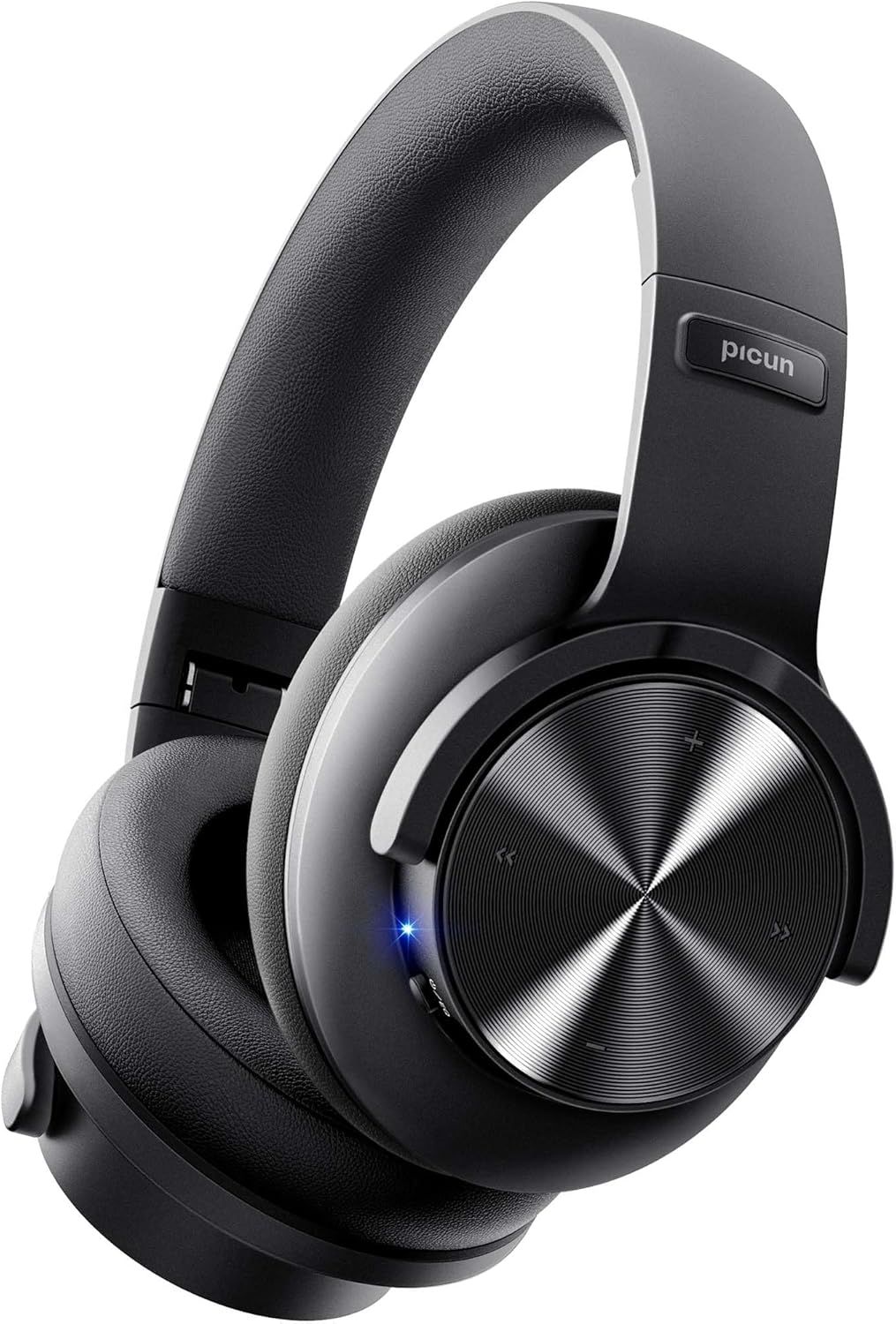 Displays the core product (wireless headphones) in a clean, catalog-style presentation to show the design, build quality, and key features like the LED…