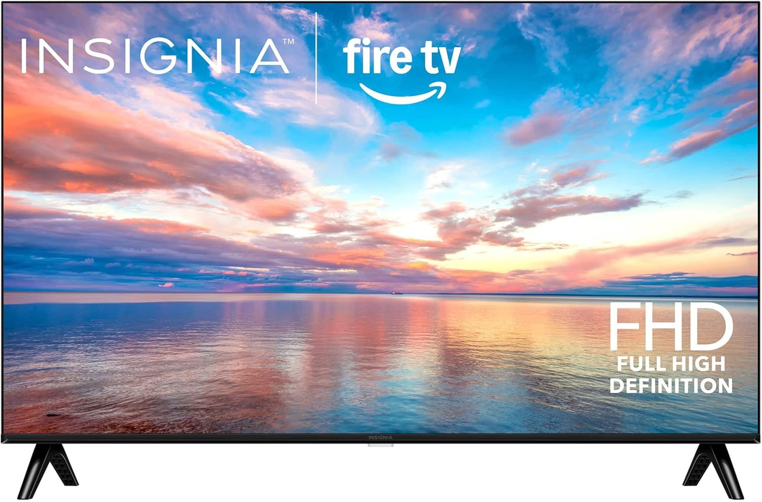 Shows the core product, an Insignia Fire TV, displaying its screen quality and overall design to help shoppers understand what they are purchasing. Communicates key branding and technical…