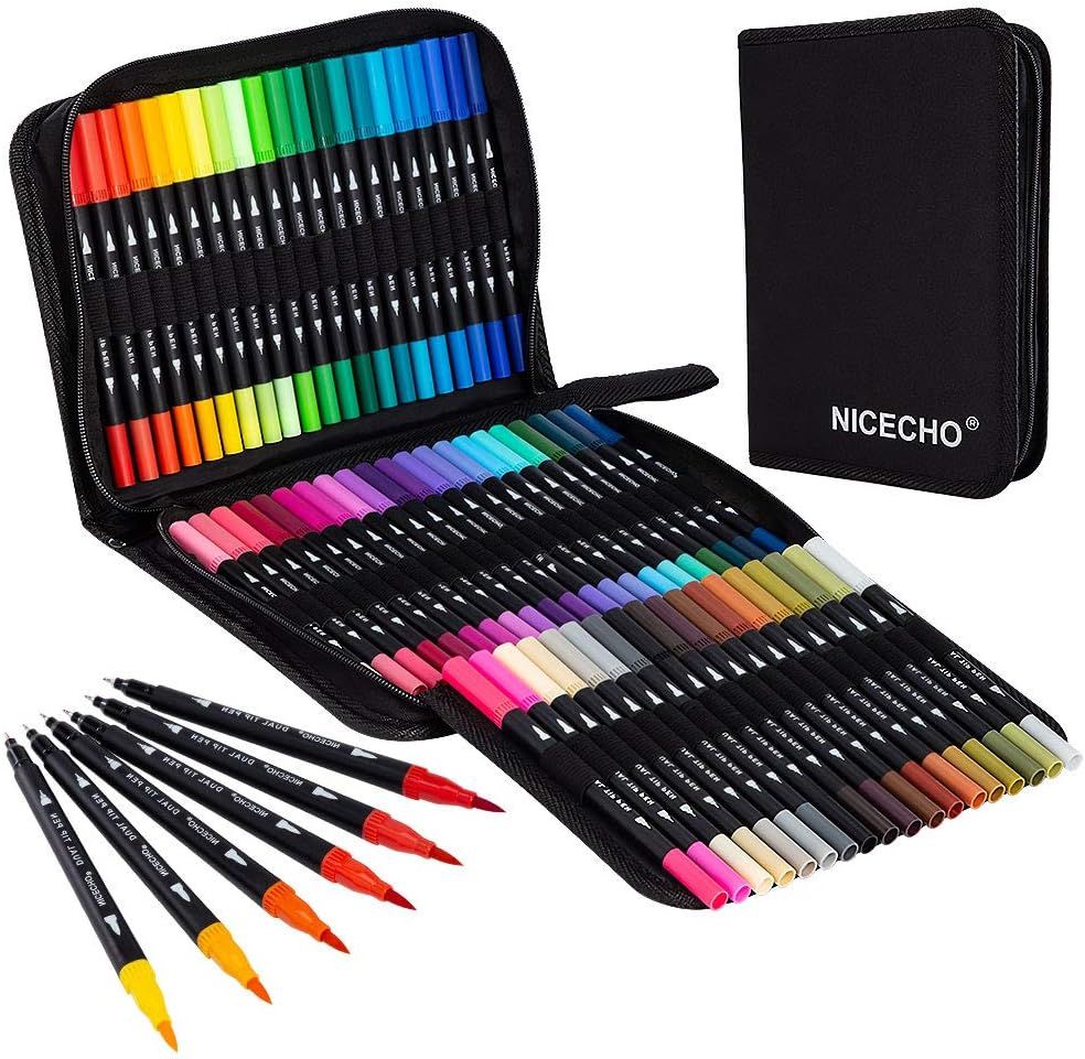 Shows the complete product set with all included markers organized in the case, demonstrating the extensive color range and organized storage solution to help shoppers understand what they will…