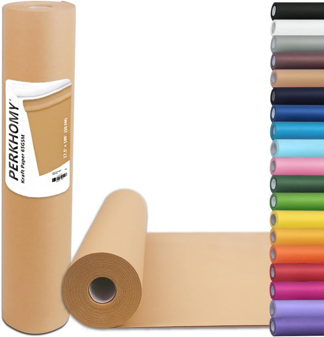 PerkHomy Brown Kraft Paper Roll 17.5" x 1,200" (100') for Gift Wrapping…