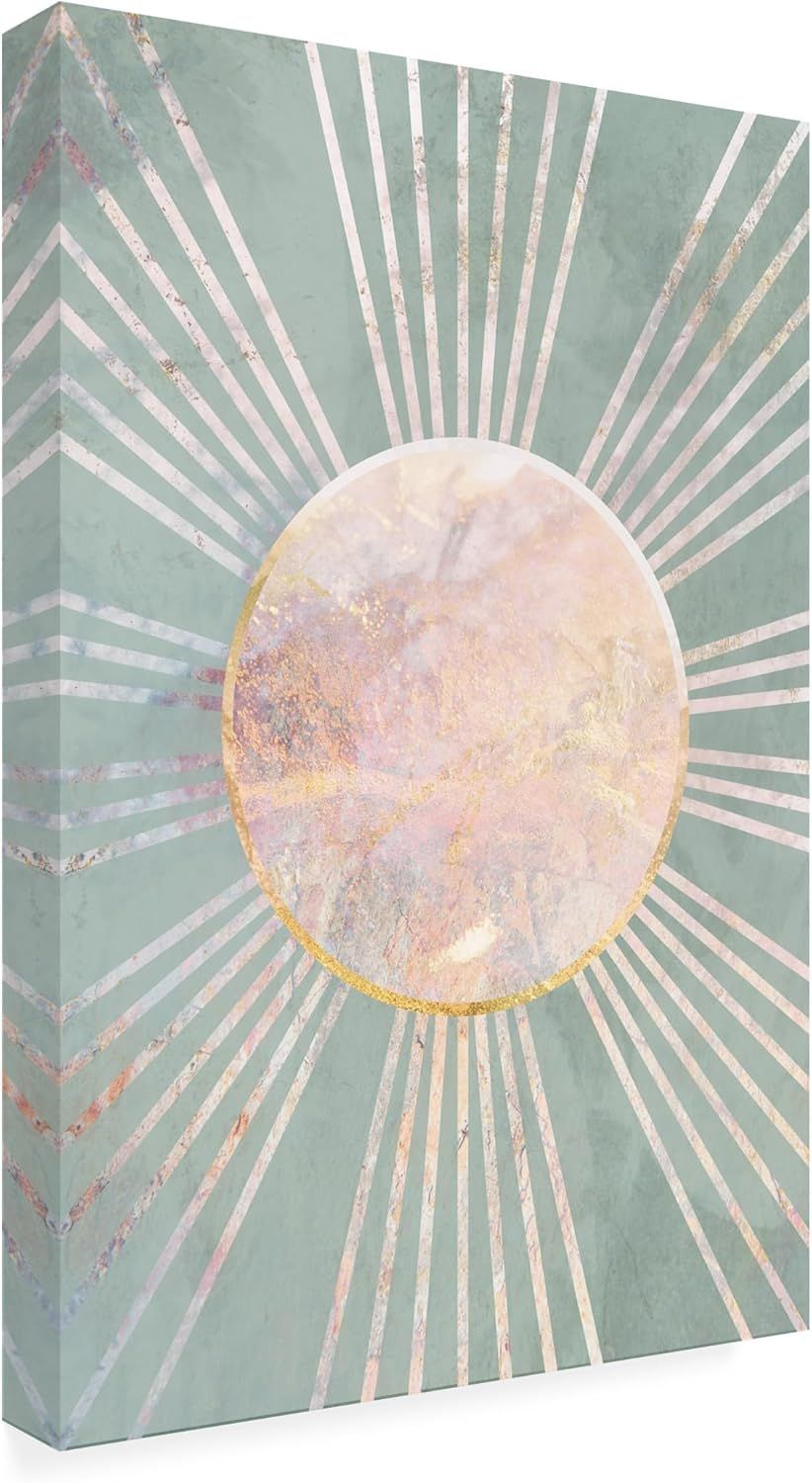 Shows the core product, a decorative canvas wall art piece with a sunburst pattern, allowing shoppers to see the design, colors, and three-dimensional canvas…