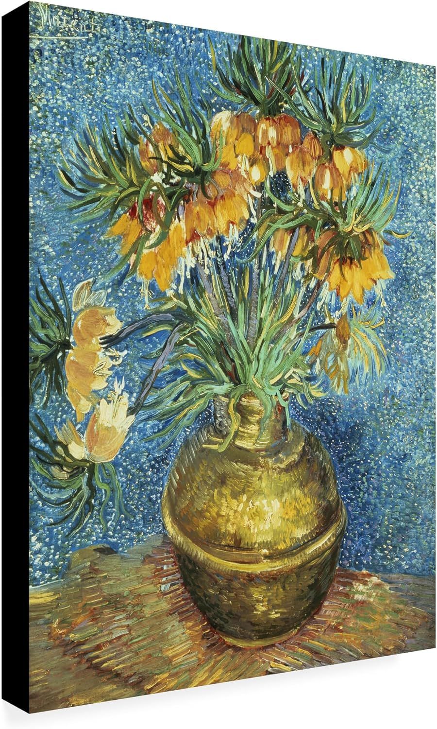 Displays the core product—a canvas print of a floral painting—showing the artwork's design, colors, and gallery-wrapped canvas construction to help shoppers…