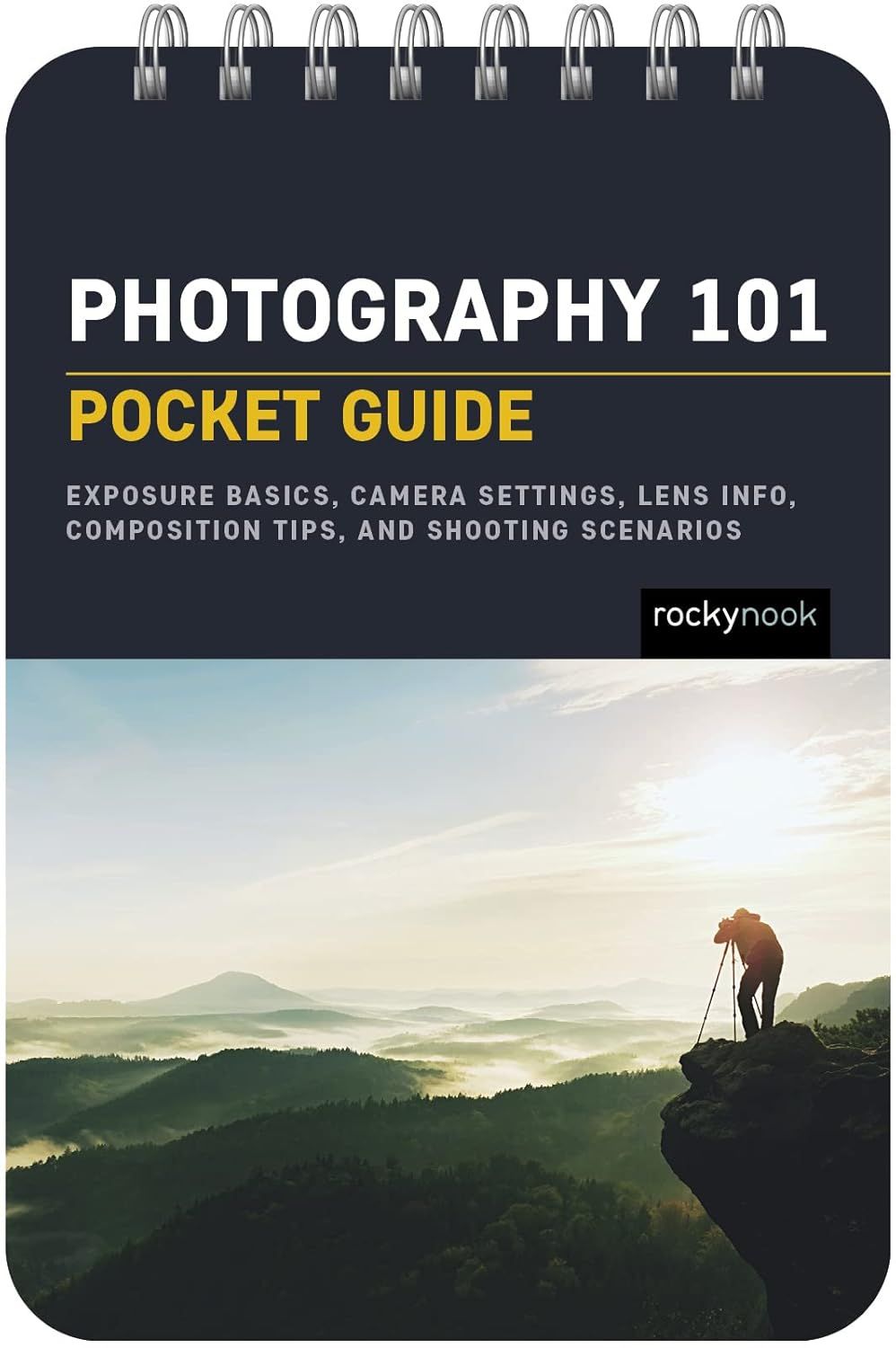 Shows the core product—a photography pocket guide—clearly displaying its cover design, spiral binding, and educational content to help shoppers understand what they are purchasing. Demonstrates the…