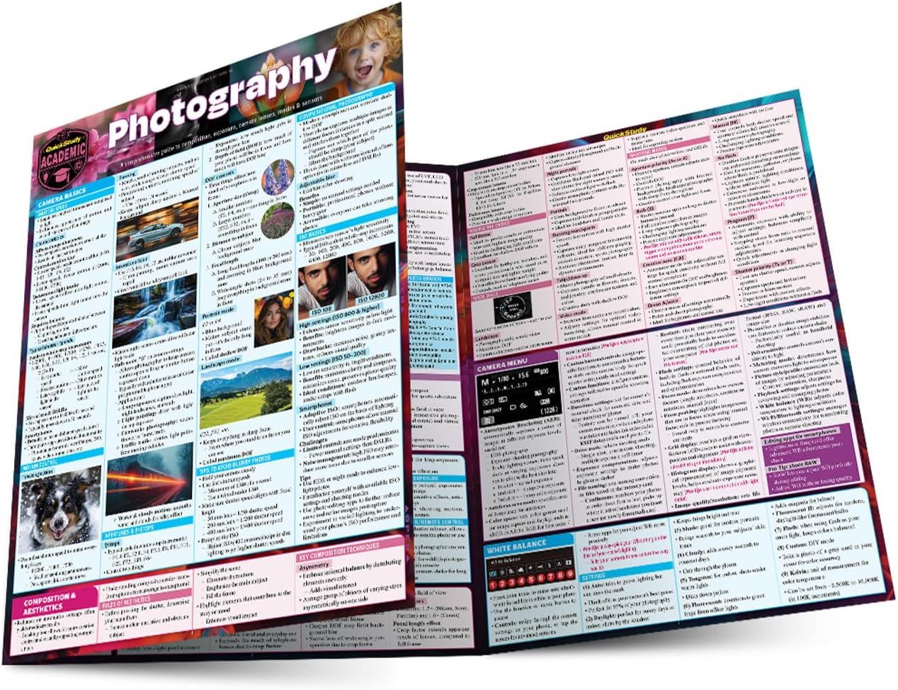 Shows the core product, a photography reference guide with detailed information and visual examples, to communicate its comprehensive educational content and…