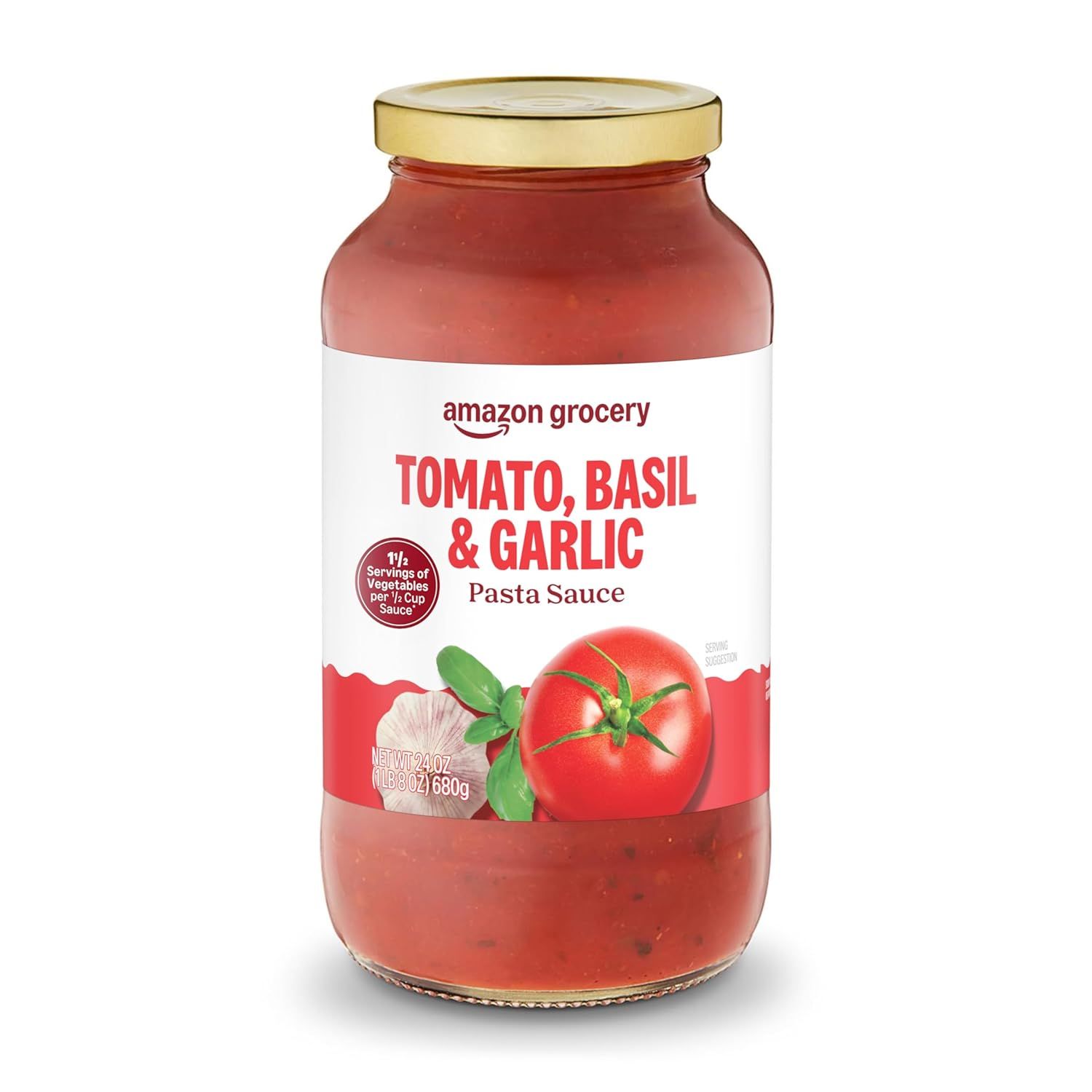 Shows the pasta sauce jar clearly on a clean white background so shoppers can see exactly what they are purchasing, including the brand, flavor, and packaging…