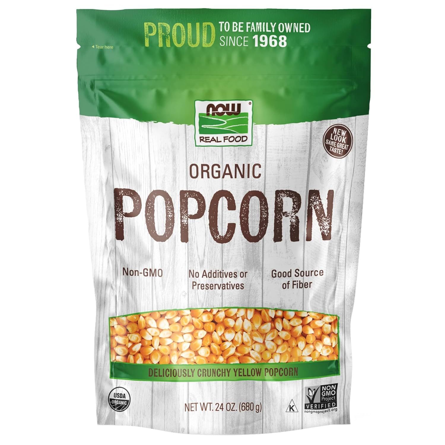 Shows the actual retail packaging the buyer will receive, communicating brand trust through family-owned heritage since 1968, organic certification, and product transparency with a clear window…