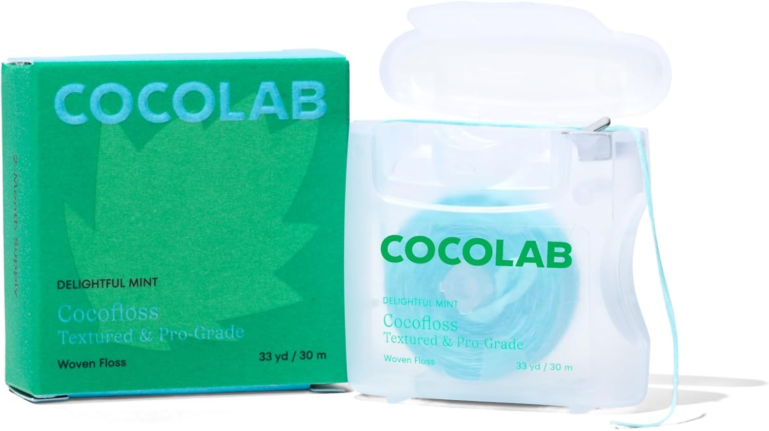 Shows the core product—a dental floss dispenser—alongside its retail packaging to communicate what the shopper will receive and the brand identity. Displays…