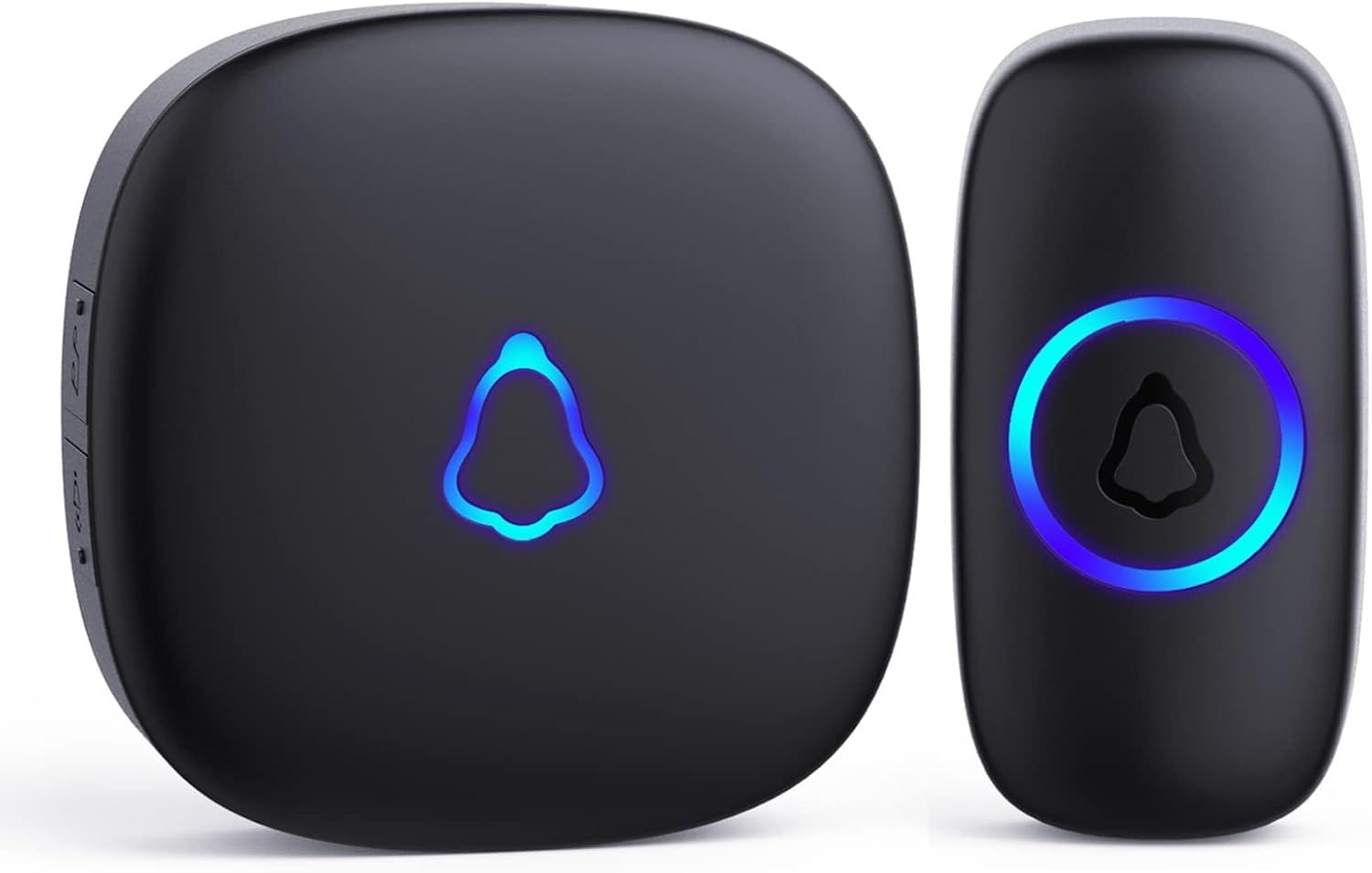 Displays the core product with illuminated LED indicators to show the shopper the visual appearance and modern aesthetic of the doorbell system. Uses a clean…