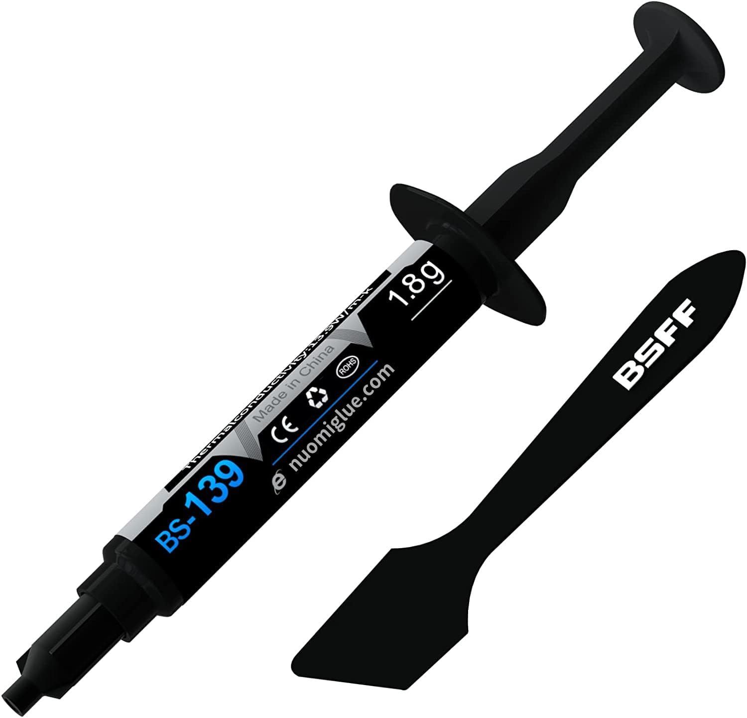 Shows the core product clearly - a thermal paste syringe with its applicator tool - allowing shoppers to see exactly what they will receive and understand the product format. Uses a soft drop shadow…