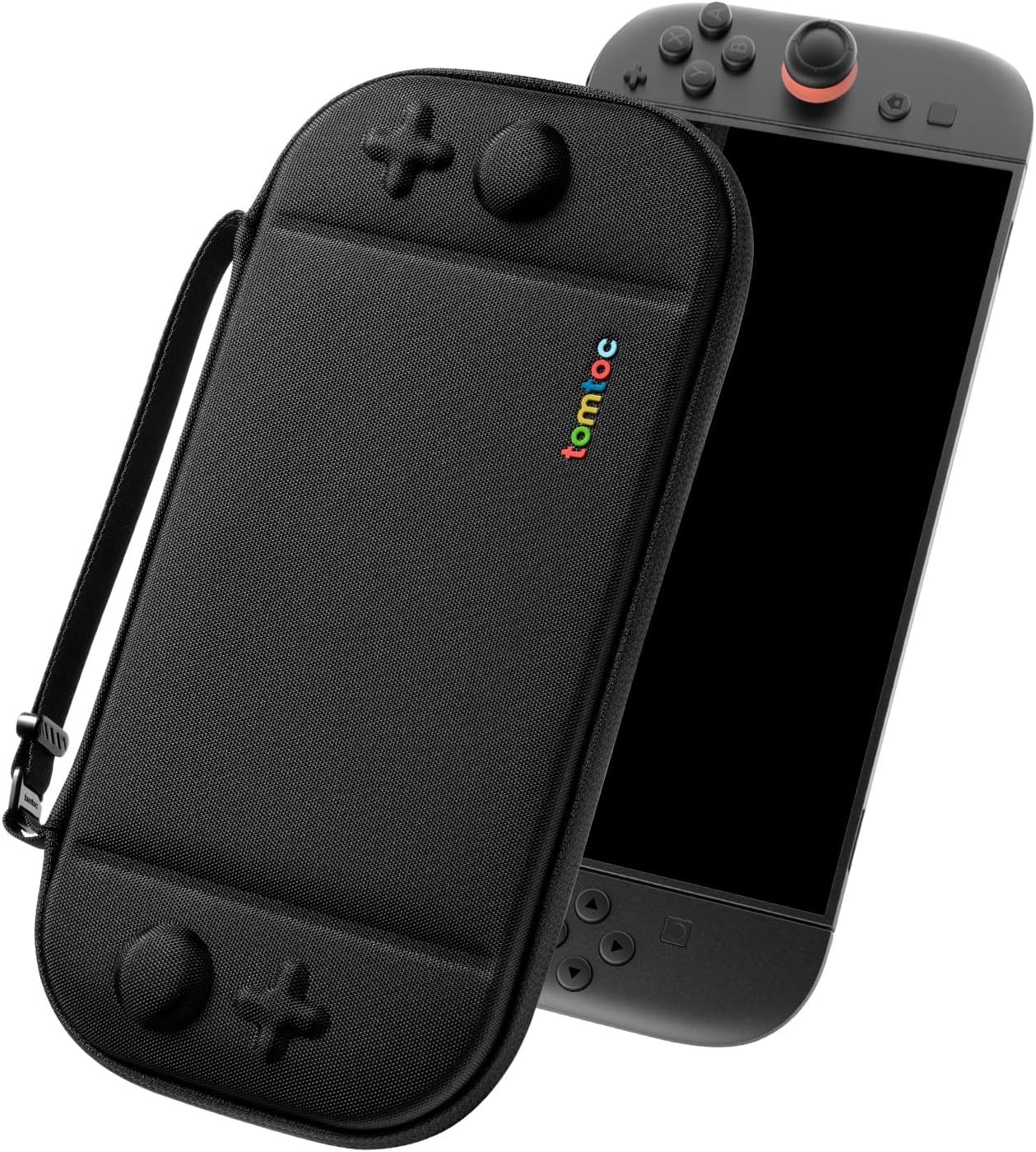Shows the core product, a handheld gaming console, alongside its protective carrying case to communicate what the buyer receives and how the case fits the device. Demonstrates that a protective…