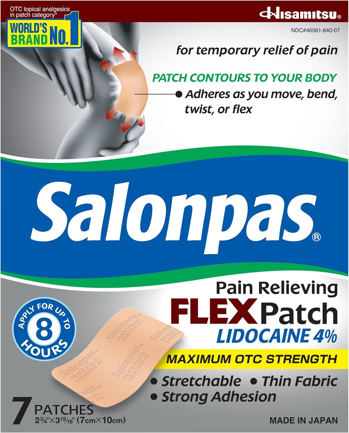 Shows the actual retail packaging the customer will receive, providing brand recognition and product information including quantity, strength, and key features. Demonstrates how the pain relief…