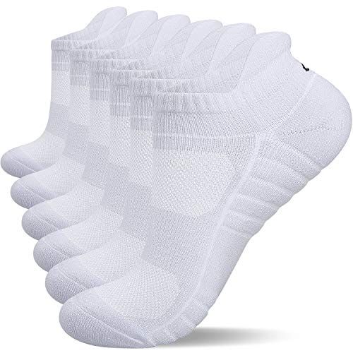 Displays the core product—a multi-pack of white athletic ankle socks—clearly showing the quantity and style to help shoppers understand what they are purchasing. Uses a subtle drop shadow beneath…