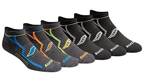 Displays the complete set of athletic socks included in the purchase, showing the variety of color options and the ASICS branding to communicate value and brand quality.