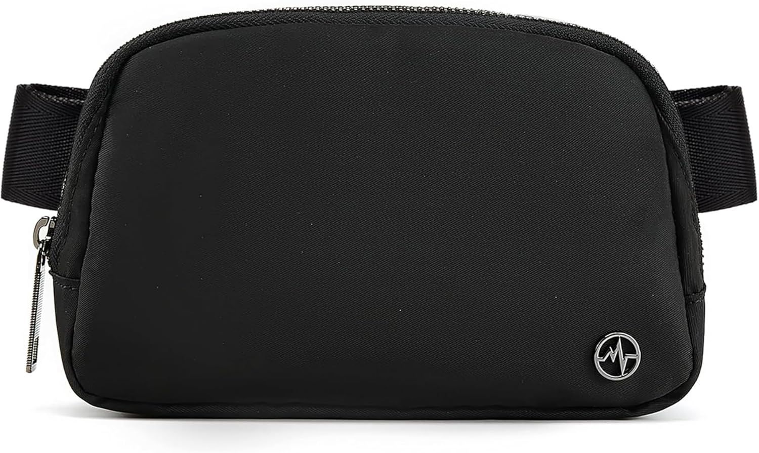 Displays the core sellable product, a black waist/belt bag, in a clear catalog-style format on a white background to show the shopper exactly what they will…
