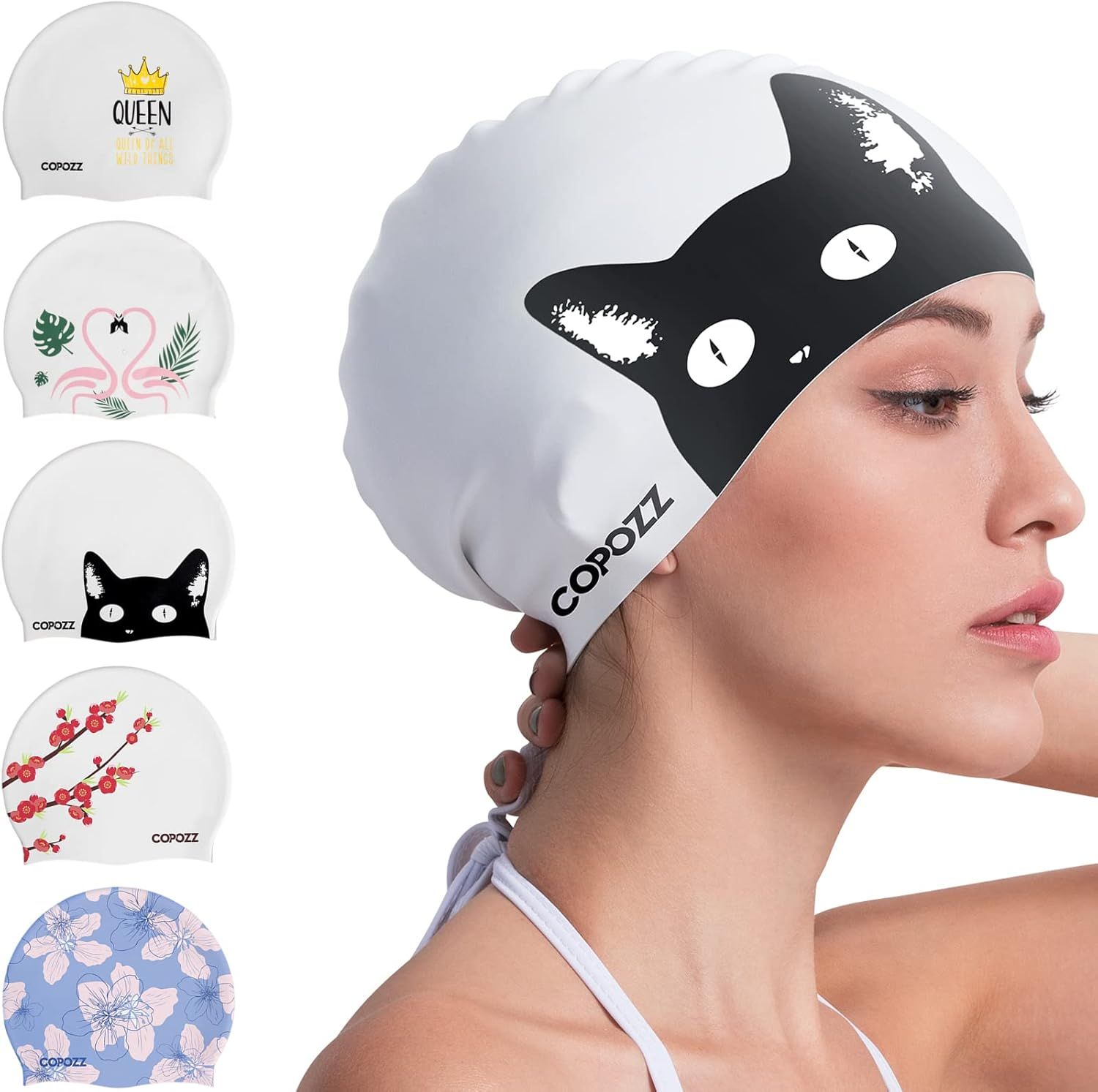 Shows the shopper the variety of decorative designs available to choose from, including cat, flamingo, floral, and crown patterns, helping them select their preferred style. Demonstrates how the…