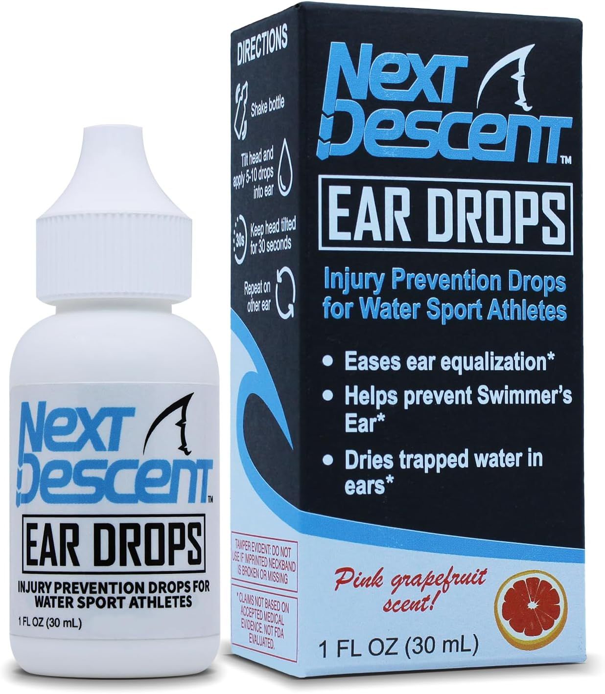 Shows the core product (ear drops bottle) alongside its retail box to communicate what the shopper will receive and help them identify the product on the listing. Displays the physical retail…