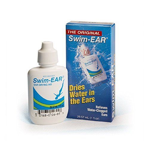 Displays the core product (Swim-EAR ear drying aid bottle) clearly to show shoppers exactly what they will receive. Shows the retail packaging alongside the bottle to communicate the brand, product…