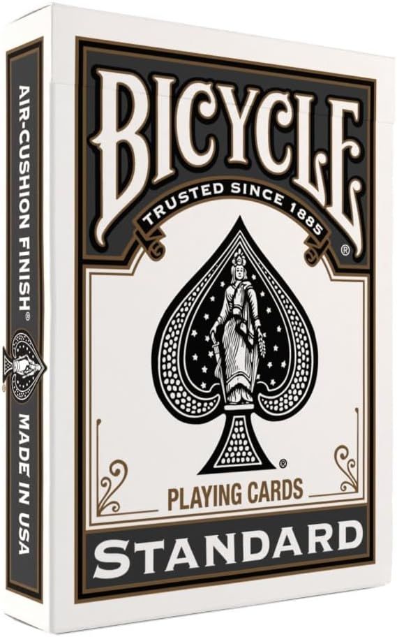 Shows the iconic Bicycle Standard playing cards packaging to communicate the trusted, classic product the shopper will receive. Displays the physical retail packaging box that the playing cards come…