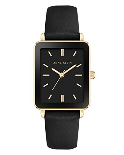Displays the core product clearly on a white background to show the watch's design, square face, gold accents, and black leather strap for easy evaluation.
