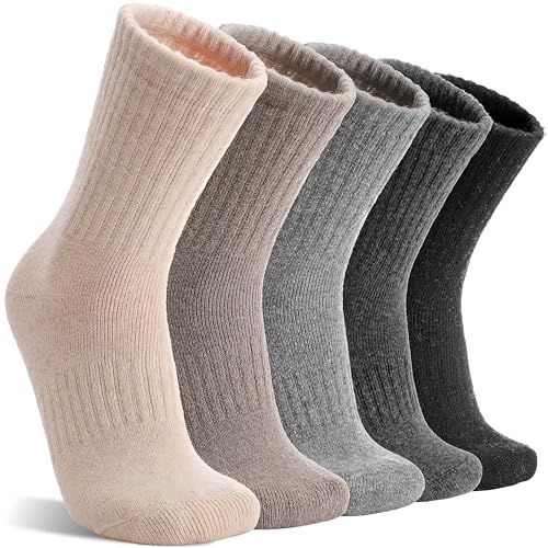 Displays the core product—a set of five socks in neutral tones—to show the buyer exactly what is included in the purchase and the color options available in the pack. Uses a subtle drop shadow…