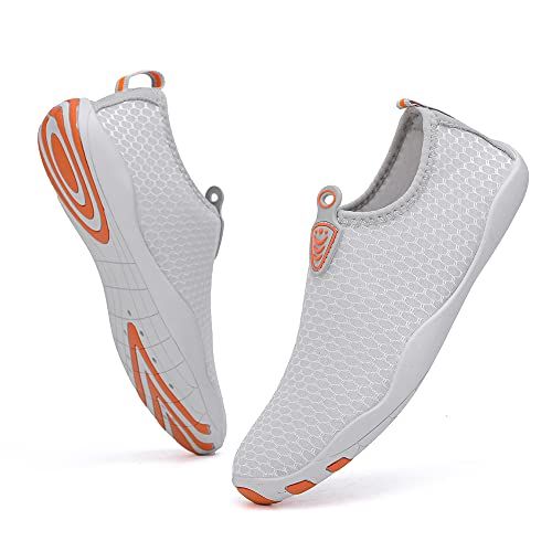 Displays the core product clearly showing the breathable mesh upper and slip-on design to communicate comfort and convenience to shoppers. Uses drop shadows and angled positioning to create visual…