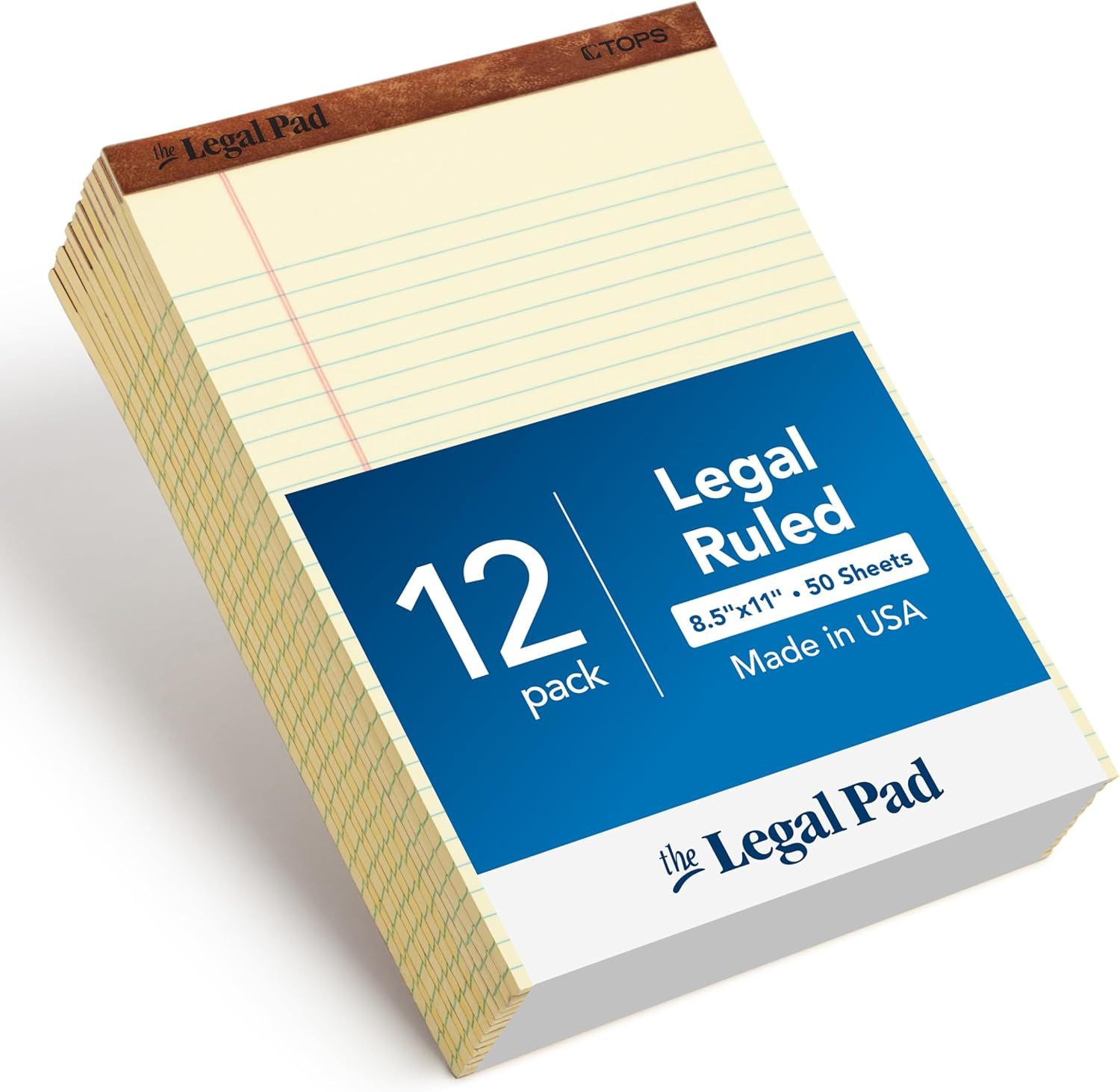 Shows the core product clearly—a 12-pack of legal ruled notepads—with visible product details including size, sheet count, and branding to help shoppers…
