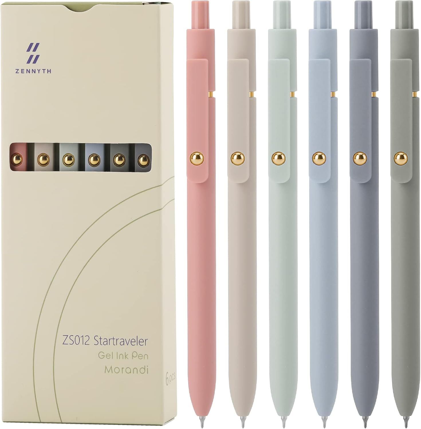 Displays the core product—a set of gel ink pens in six pastel colors—to show shoppers exactly what they will receive, emphasizing the variety and aesthetic…