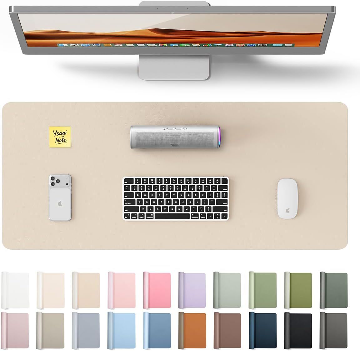 Shows the shopper the wide range of color choices available for the product, helping them visualize their preferred option. Demonstrates the product in a realistic desk environment to help shoppers…