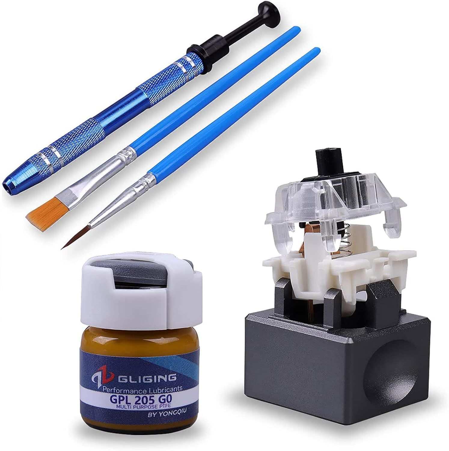 Shows all the included tools and components in the keyboard switch maintenance kit, giving shoppers a clear view of what they will receive. Demonstrates that the purchase includes multiple…
