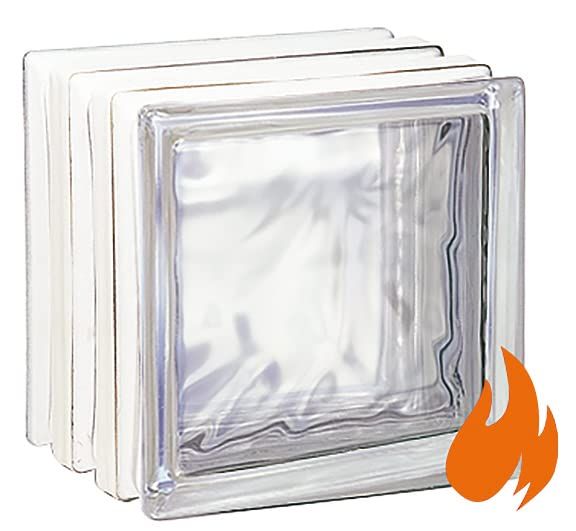 Shows the core product clearly—a stack of transparent glass blocks—so shoppers can see the design, texture, and construction of the item. Communicates that the glass blocks have fire-resistant or…