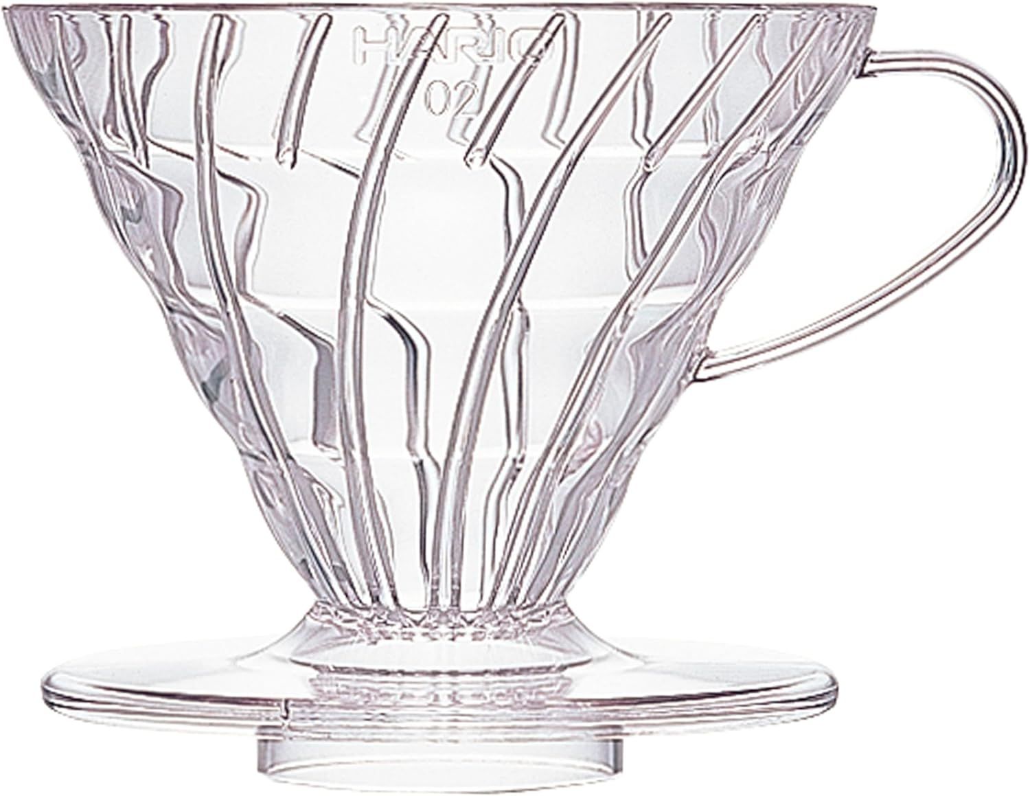 Shows the core product, a clear coffee dripper with decorative ribbed pattern, allowing shoppers to see the design and transparent material quality.