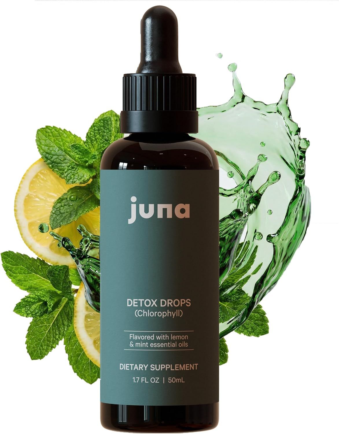 Displays the core product, a detox drops dietary supplement bottle with dropper, clearly showing the brand name, product type, and key ingredients to help shoppers identify what they are purchasing.…