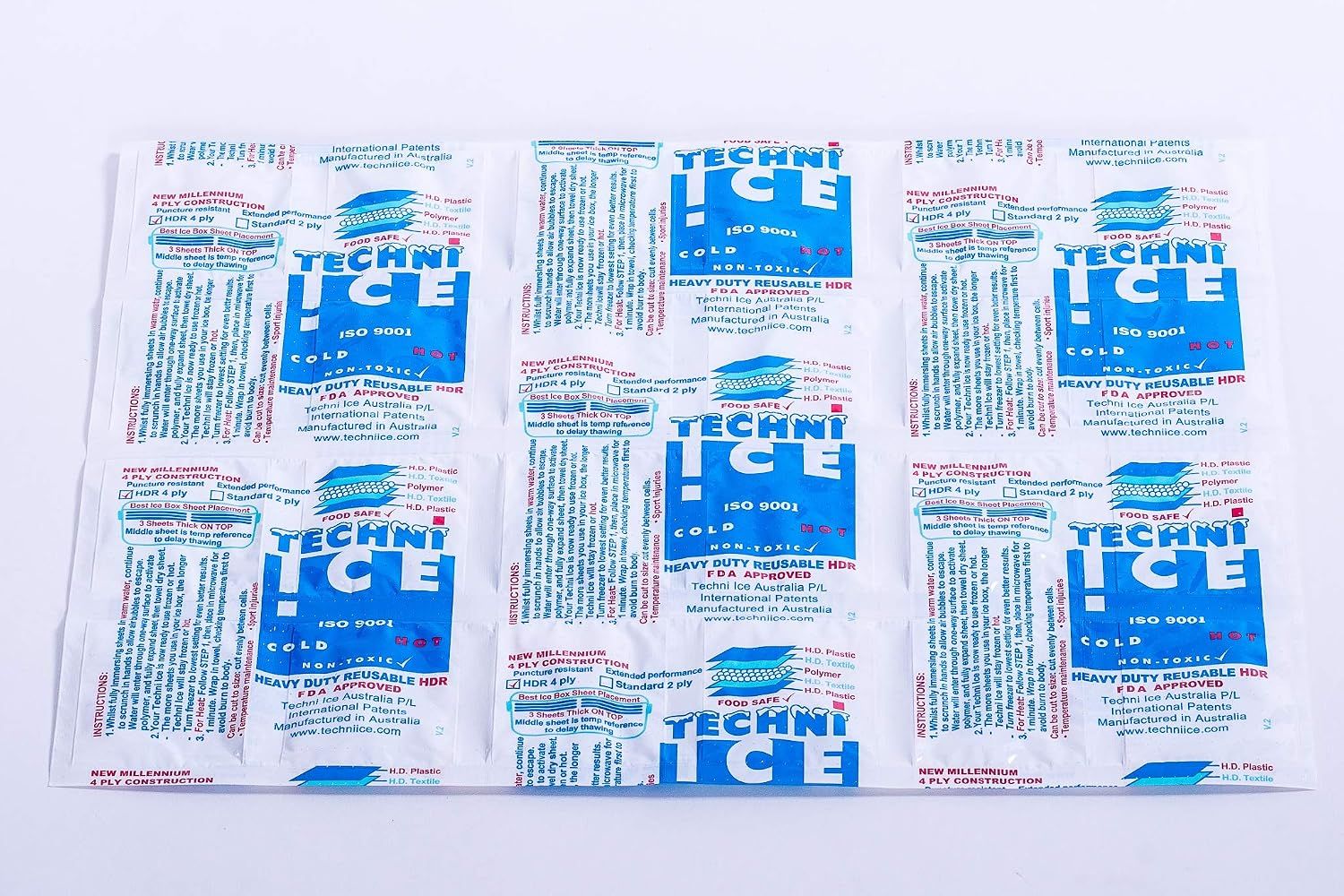 Displays the core product—a set of reusable ice packs—clearly showing the branding, features, and quantity included in the purchase. Shows the retail packaging with detailed product information,…