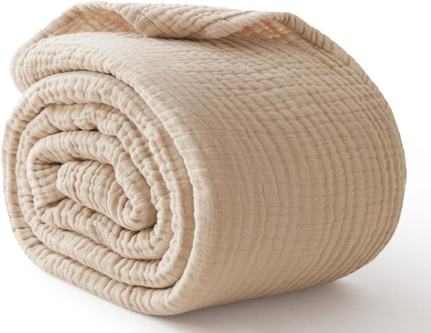 Displays the core product—a textured blanket or throw—in a clean, catalog-style presentation that emphasizes its quilted texture and neutral color, helping shoppers visualize the item they will…