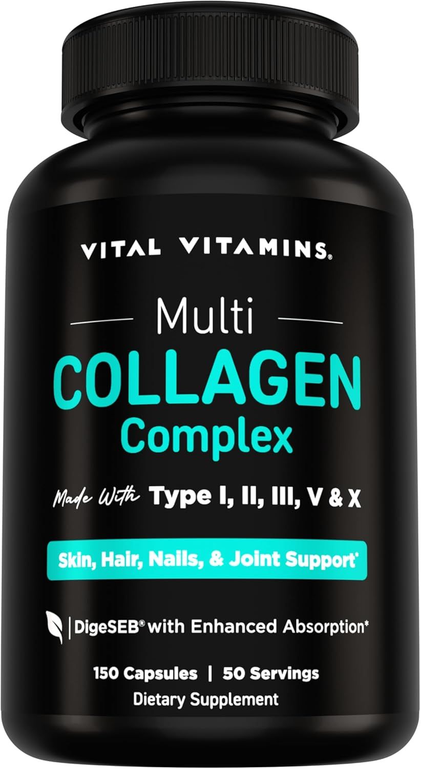 Displays the core product clearly with its branding and key benefits visible on the label, allowing shoppers to identify the supplement and understand its primary purpose for skin, hair, nails, and…