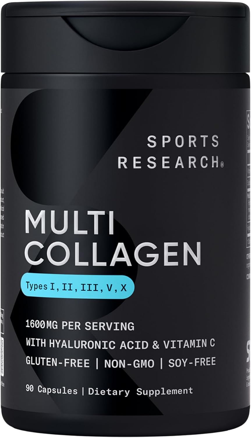 Displays the core product clearly on a clean background, allowing shoppers to see the packaging design and read key product information including collagen types, dosage, and dietary attributes. Uses…