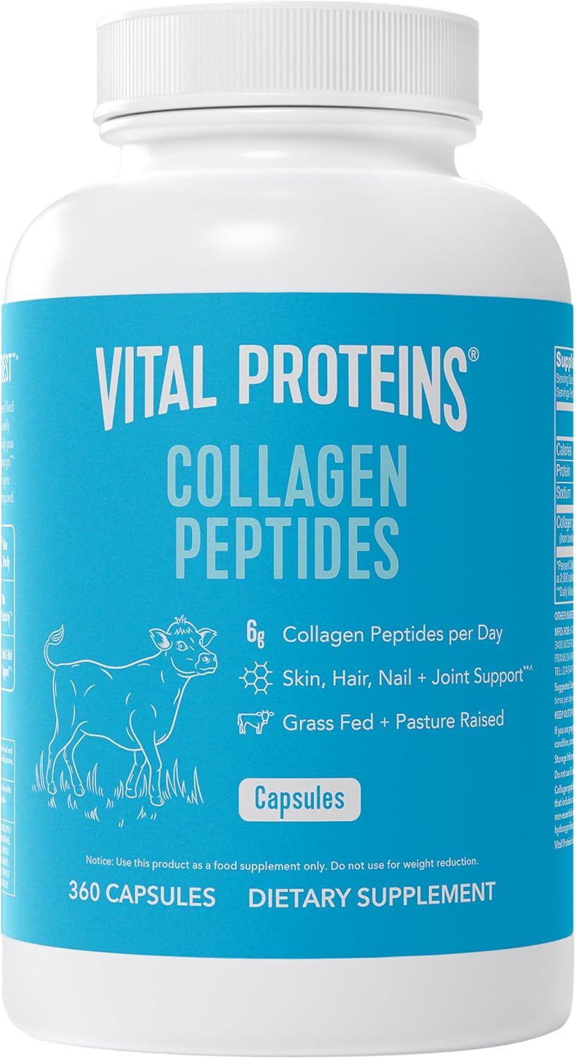 Displays the core product clearly with its branding and key benefits (skin, hair, nail, joint support) to help shoppers identify the supplement and understand its primary health benefits. Shows the…