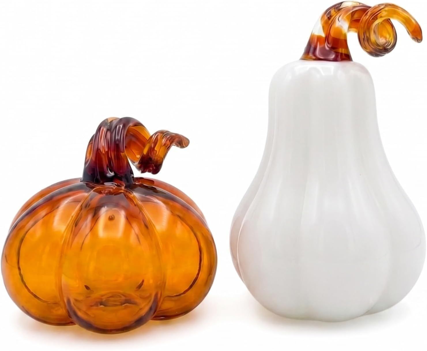 Shows the core decorative glass products clearly on a white background, allowing shoppers to see the design, color, and shape of the items they will receive. Displays two distinct variations of…