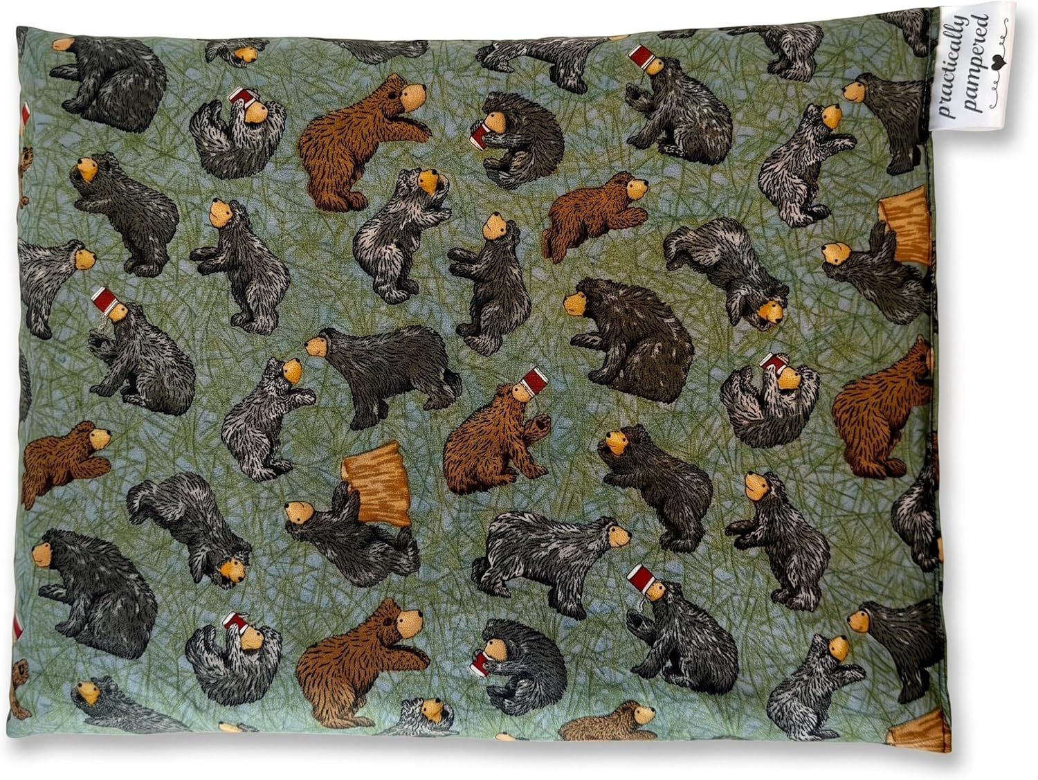 Displays the core product with its distinctive bear-themed pattern clearly visible, allowing shoppers to see the design and quality of the fabric. Shows the retail hang tag in the upper right corner…