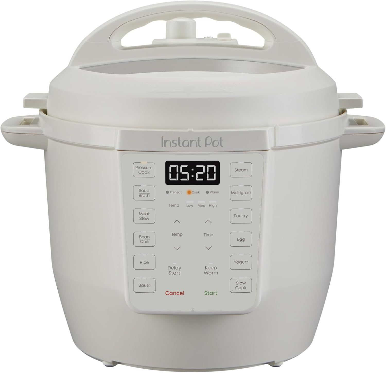 Displays the Instant Pot pressure cooker clearly on a white background to show the product's design, digital interface, and control panel, helping shoppers understand what they will receive.