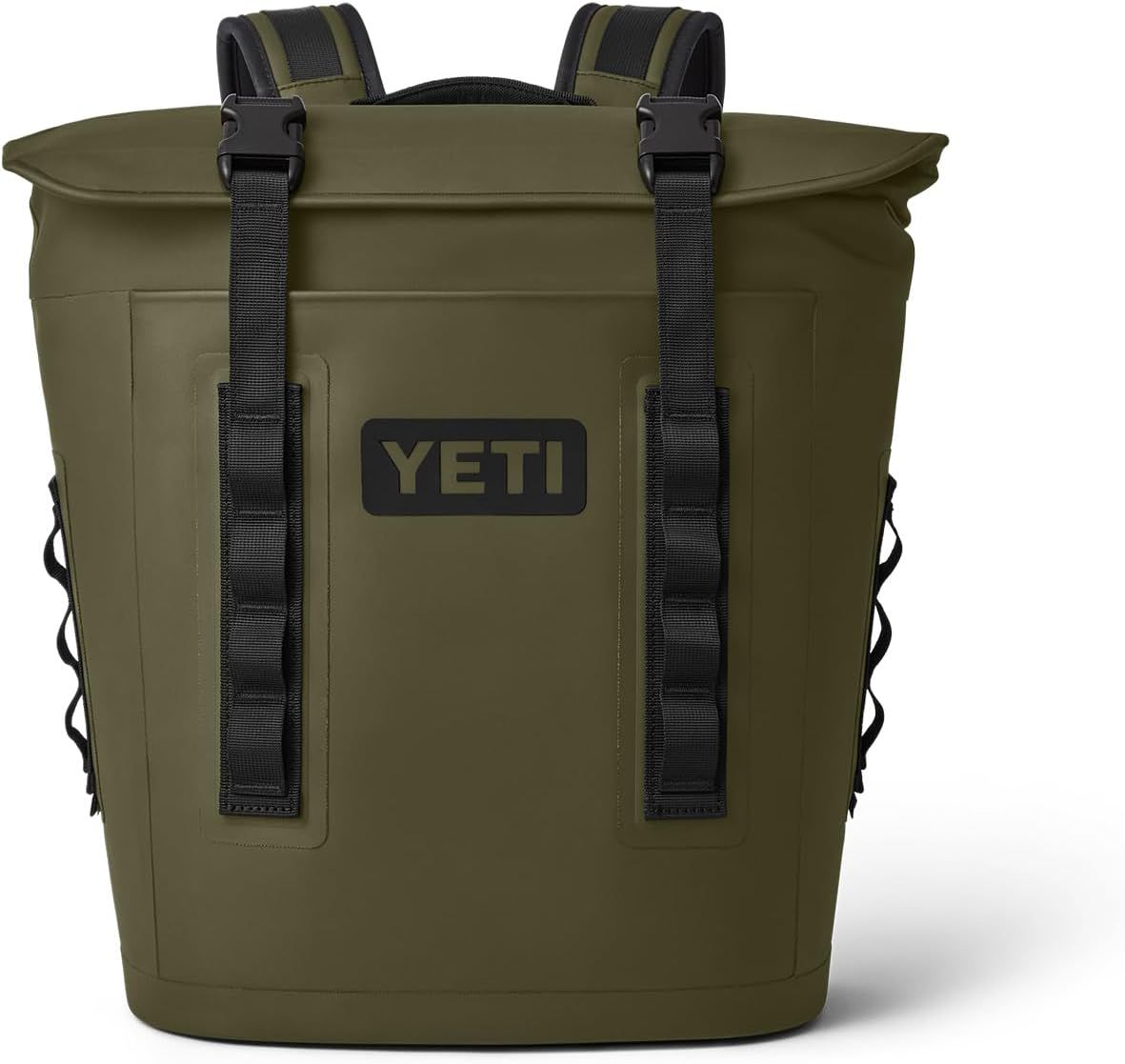Displays the core product clearly on a clean white background, allowing shoppers to see the design, construction, and branding of the YETI cooler backpack. Uses a soft drop shadow beneath the…