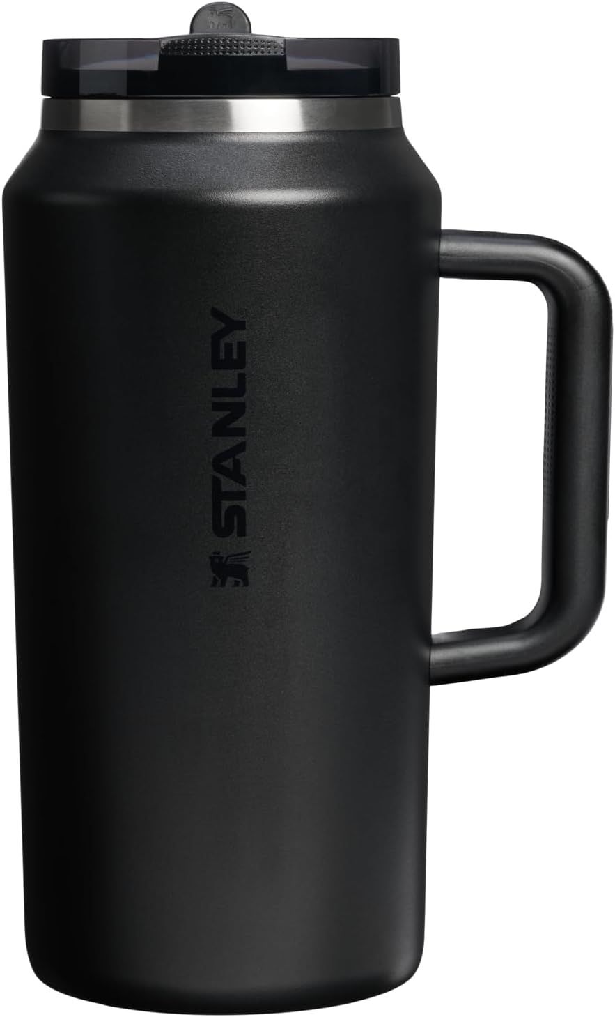 Displays the core product clearly on a clean white background, allowing shoppers to see the mug's size, handle design, and matte black finish.