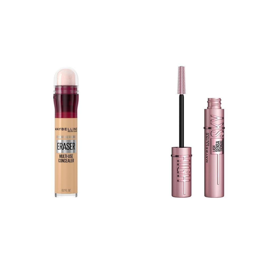 Shows the concealer clearly so the buyer sees the product, its size and shade. Shows a second included item beside the concealer so the buyer knows the mascara comes with it.