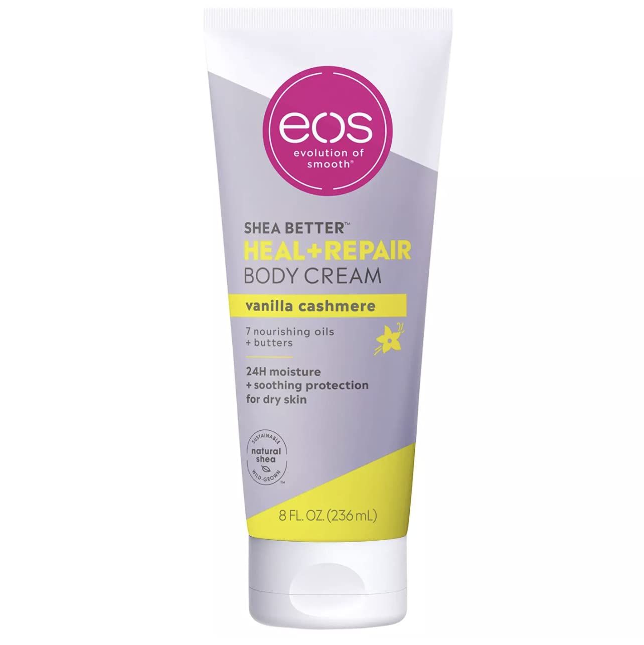 Shows the body cream tube clearly so buyers can see the product name and its 24-hour moisture claim.